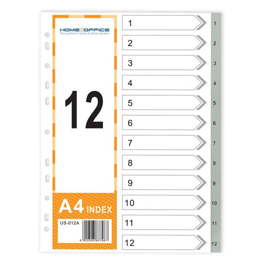 Picture of DIVIDERS PVC A4 GREY JANUARY TO DECEMBER